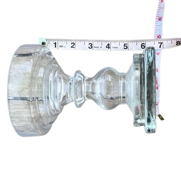 Pottery Barn Clear Glass Square Base 7” Pillar Candle Holder - Picture 6 of 9